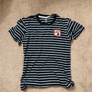 Striped Navy and White Island Creek Oysters T-Shirt